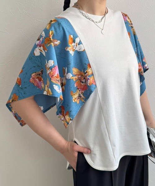 LHELBIE（レルビエ）の「フラワープリントトップス（Tシャツ/カットソー・レディース・ブラック/ブルー/オフホワイト・M）」の10枚目の写真