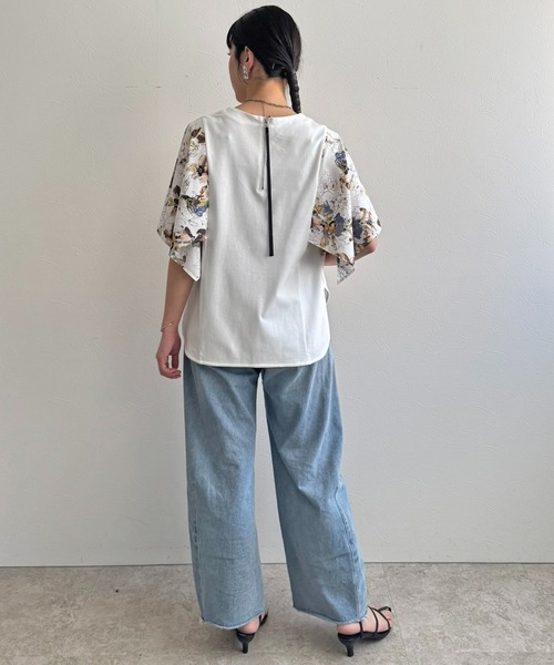 LHELBIE（レルビエ）の「フラワープリントトップス（Tシャツ/カットソー・レディース・ブラック/ブルー/オフホワイト・M）」の18枚目の写真
