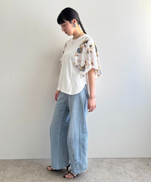 LHELBIE（レルビエ）の「フラワープリントトップス（Tシャツ/カットソー・レディース・ブラック/ブルー/オフホワイト・M）」の19枚目の写真
