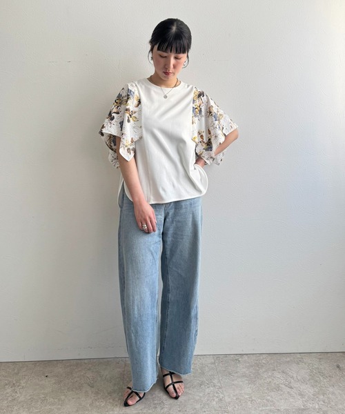LHELBIE（レルビエ）の「フラワープリントトップス（Tシャツ/カットソー・レディース・ブラック/ブルー/オフホワイト・M）」の20枚目の写真