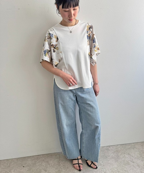 LHELBIE（レルビエ）の「フラワープリントトップス（Tシャツ/カットソー・レディース・ブラック/ブルー/オフホワイト・M）」の9枚目の写真