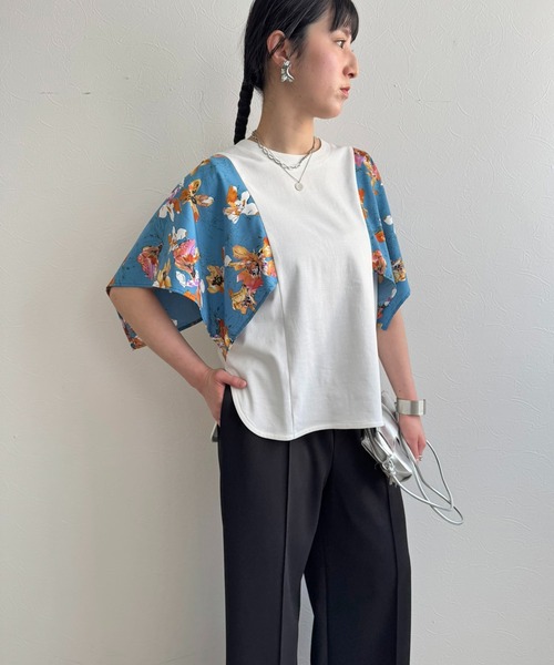LHELBIE（レルビエ）の「フラワープリントトップス（Tシャツ/カットソー・レディース・ブラック/ブルー/オフホワイト・M）」の12枚目の写真