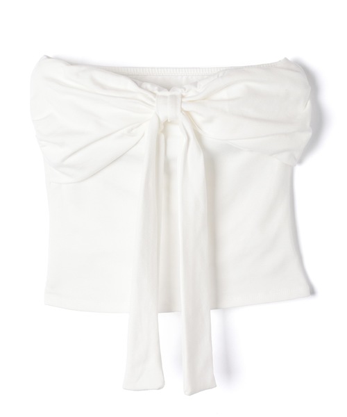 M DOLLY（エムドリー）の「Front ribbon mila bare top/フロントリボンミラ ベアトップ（チューブトップ・レディース・グレー/ブラック・FREE）」の13枚目の写真