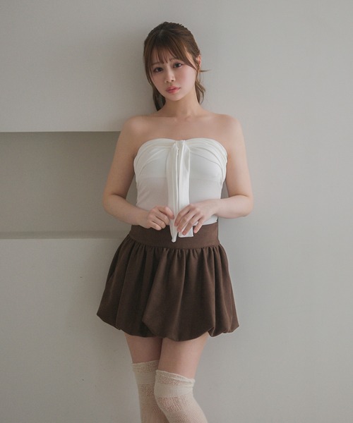 M DOLLY（エムドリー）の「Front ribbon mila bare top/フロントリボンミラ ベアトップ（チューブトップ・レディース・グレー/ブラック・FREE）」の20枚目の写真