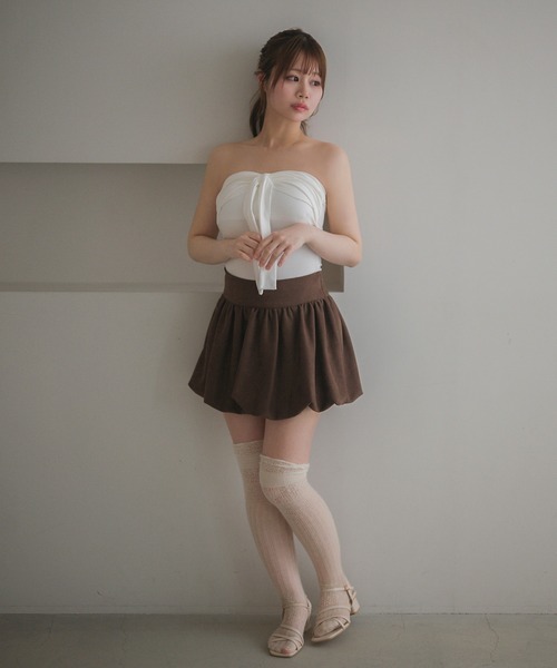 M DOLLY（エムドリー）の「Front ribbon mila bare top/フロントリボンミラ ベアトップ（チューブトップ・レディース・グレー/ブラック・FREE）」の22枚目の写真