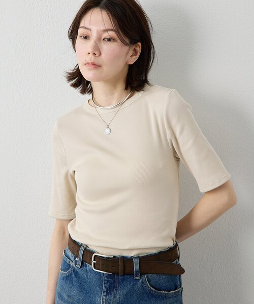 半袖クルーネックテレコカットソー 半袖クルーネックテレコカットソー（Tシャツ/カットソー）｜Whim