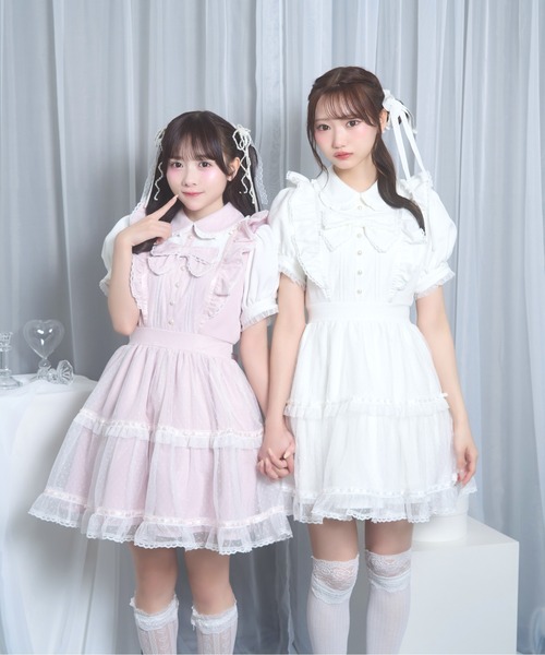 Honey Cinnamon(ハニーシナモン)の「ドットチュールリボンワンピース(ワンピース・レディース・ピンク/ホワイト・FREE)」の13枚目の写真