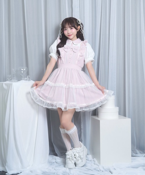 Honey Cinnamon(ハニーシナモン)の「ドットチュールリボンワンピース(ワンピース・レディース・ピンク/ホワイト・FREE)」の16枚目の写真