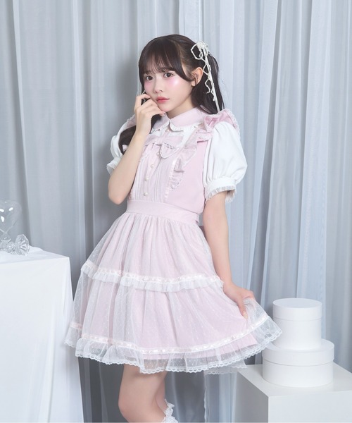Honey Cinnamon(ハニーシナモン)の「ドットチュールリボンワンピース(ワンピース・レディース・ピンク/ホワイト・FREE)」の14枚目の写真