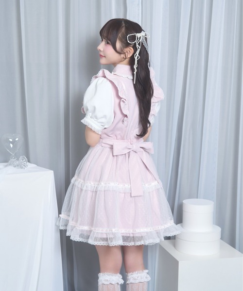 Honey Cinnamon(ハニーシナモン)の「ドットチュールリボンワンピース(ワンピース・レディース・ピンク/ホワイト・FREE)」の15枚目の写真