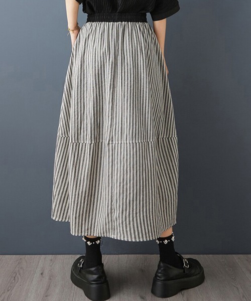 ONEP STAR(ワンピスター)の「ストライプロングスカート(スカート・レディース・ブラック/ブラウン・MEDIUM/LARGE/X-LARGE)」の5枚目の写真