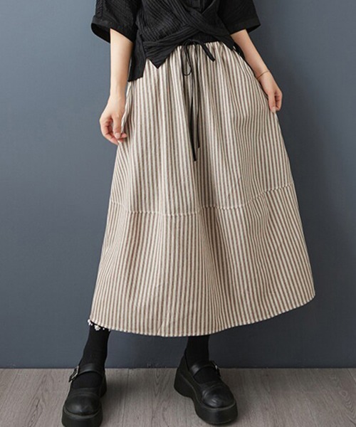 ONEP STAR(ワンピスター)の「ストライプロングスカート(スカート・レディース・ブラック/ブラウン・MEDIUM/LARGE/X-LARGE)」の8枚目の写真