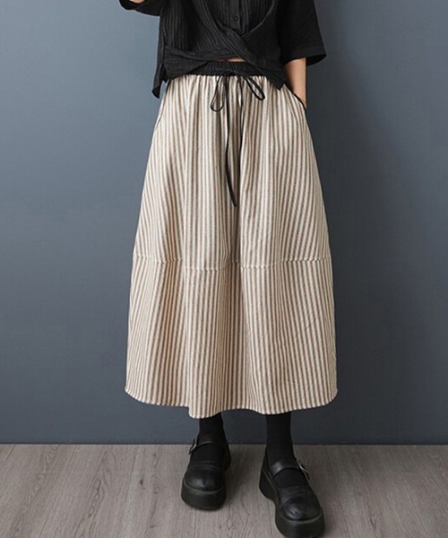 ONEP STAR(ワンピスター)の「ストライプロングスカート(スカート・レディース・ブラック/ブラウン・MEDIUM/LARGE/X-LARGE)」の9枚目の写真