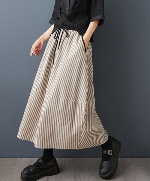 ONEP STAR(ワンピスター)の「ストライプロングスカート(スカート・レディース・ブラック/ブラウン・MEDIUM/LARGE/X-LARGE)」の10枚目の写真