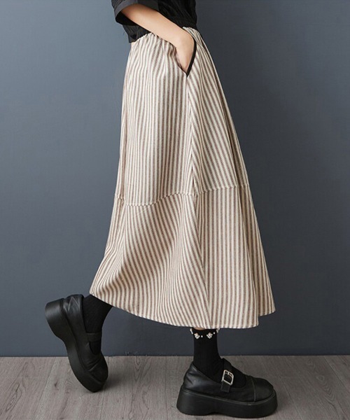 ONEP STAR(ワンピスター)の「ストライプロングスカート(スカート・レディース・ブラック/ブラウン・MEDIUM/LARGE/X-LARGE)」の11枚目の写真