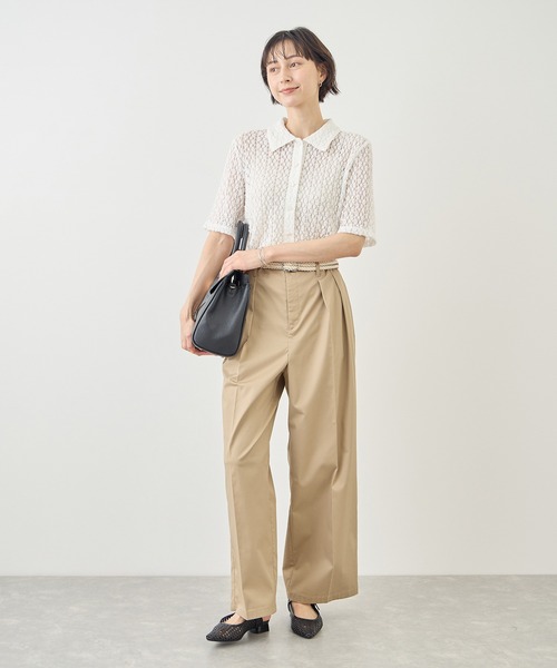 ROPE' PICNIC(ロペピクニック)の「【ちゃんと+かわいい保証】カットレースポロトップス/リンクコーデ(シャツ/ブラウス・レディース・サックスブルー/ブラック/ホワイト・FREE)」の11枚目の写真