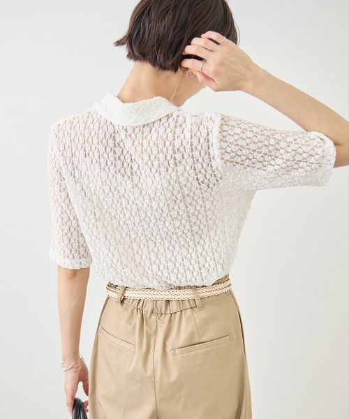 ROPE' PICNIC(ロペピクニック)の「【ちゃんと+かわいい保証】カットレースポロトップス/リンクコーデ(シャツ/ブラウス・レディース・サックスブルー/ブラック/ホワイト・FREE)」の15枚目の写真