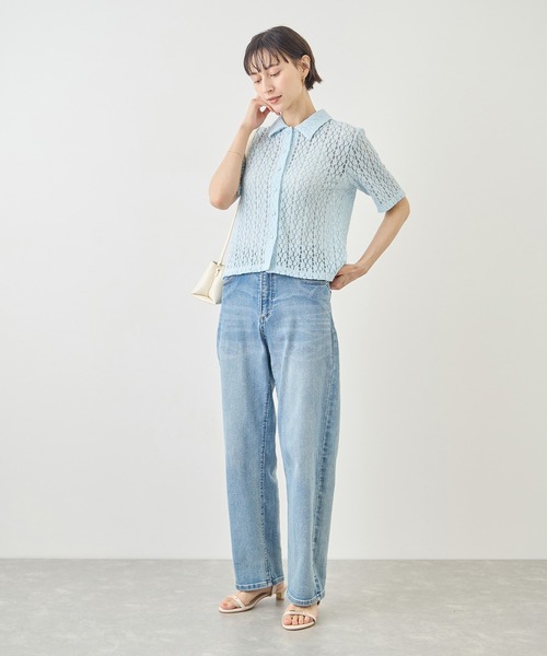 ROPE' PICNIC(ロペピクニック)の「【ちゃんと+かわいい保証】カットレースポロトップス/リンクコーデ(シャツ/ブラウス・レディース・サックスブルー/ブラック/ホワイト・FREE)」の18枚目の写真