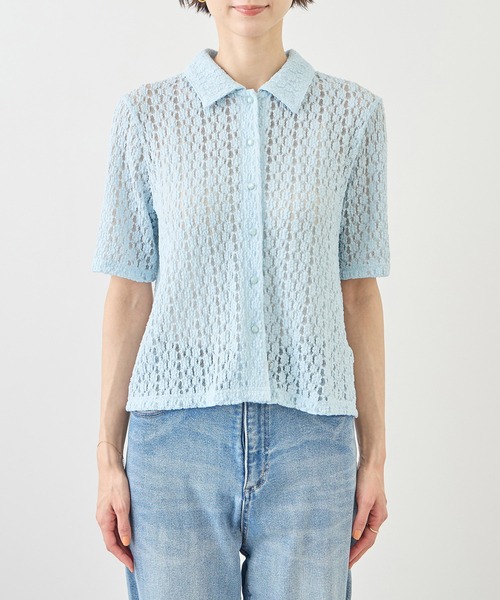 ROPE' PICNIC(ロペピクニック)の「【ちゃんと+かわいい保証】カットレースポロトップス/リンクコーデ(シャツ/ブラウス・レディース・サックスブルー/ブラック/ホワイト・FREE)」の19枚目の写真