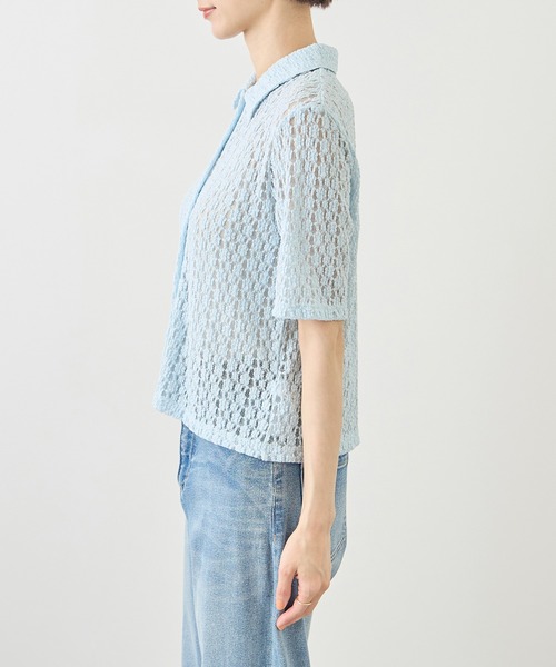 ROPE' PICNIC(ロペピクニック)の「【ちゃんと+かわいい保証】カットレースポロトップス/リンクコーデ(シャツ/ブラウス・レディース・サックスブルー/ブラック/ホワイト・FREE)」の20枚目の写真
