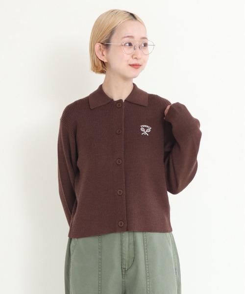 CHILD WOMAN(チャイルドウーマン)の「12GGW/Acリブ襟付きカーディガン(カーディガン/ボレロ・レディース・ネイビー/ブラウン/レッド/ブルー/ホワイト・FREE)」の3枚目の写真