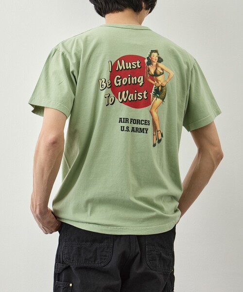 Buzz Rickson's(バズリクソンズ)の「【BUZZ RICKSON’S/バズリクソンズ】S/S T-SHIRT I MUST BE GOING TO WAIST(Tシャツ/カットソー・メンズ・ライトグリーン/ホワイト・L/XXL/XL)」の2枚目の写真