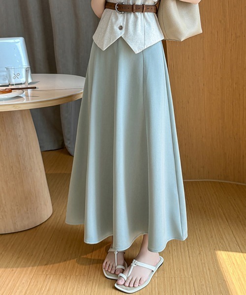 ONEP STAR(ワンピスター)の「立体的シルエット×ロングフレアスカート(スカート・レディース・ブルーグリーン/ブラック/ベージュ・SMALL/MEDIUM/LARGE/X-LARGE)」の6枚目の写真