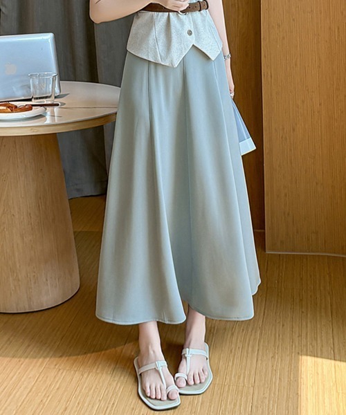ONEP STAR(ワンピスター)の「立体的シルエット×ロングフレアスカート(スカート・レディース・ブルーグリーン/ブラック/ベージュ・SMALL/MEDIUM/LARGE/X-LARGE)」の8枚目の写真