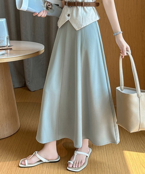 ONEP STAR(ワンピスター)の「立体的シルエット×ロングフレアスカート(スカート・レディース・ブルーグリーン/ブラック/ベージュ・SMALL/MEDIUM/LARGE/X-LARGE)」の9枚目の写真