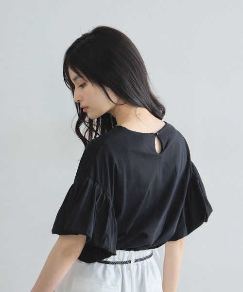 &. NOSTALGIA（アンドドットノスタルジア）の「フリルスリーブTシャツ（Tシャツ/カットソー・レディース・オフホワイト/ブラック・FREE）」の13枚目の写真
