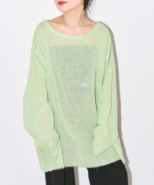 CITYSHOP(シティーショップ)の「《追加2》ASA/C BIO WASH PULLOVER:ブラウス(Tシャツ/カットソー・レディース・ブラック/ホワイト/グリーン・FREE)」の1枚目の写真