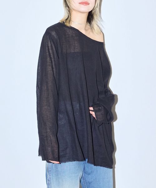 CITYSHOP(シティーショップ)の「《追加2》ASA/C BIO WASH PULLOVER:ブラウス(Tシャツ/カットソー・レディース・ブラック/ホワイト/グリーン・FREE)」の3枚目の写真