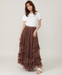AND COUTURE（アンドクチュール）の「チュールフリルティアードフレアスカート（スカート）」