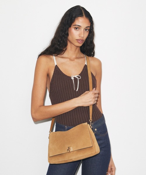 TORY BURCH(トリーバーチ)の「チャーリー スエード ショルダーバッグ(ショルダーバッグ・レディース・ダークブラウン・ONE SIZE)」の5枚目の写真
