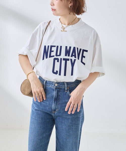 is-ness(イズネス)の「ISNESS MUSIC/イズネス ミュージック NEU WAVE Tシャツ(Tシャツ/カットソー・レディース・チャコールグレー/ベージュ/ホワイト・MEDIUM)」の2枚目の写真