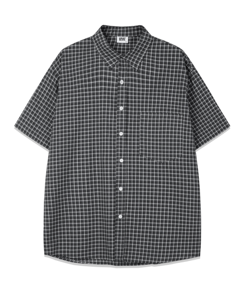 GRAYBLVD（グレイブラバット）の「リネンライクケイブチェック半袖シャツ (4COLOR)（シャツ/ブラウス・レディース・ブラック/ホワイト/ベージュ/チャコール・MEDIUM/LARGE/X-LARGE）」の5枚目の写真