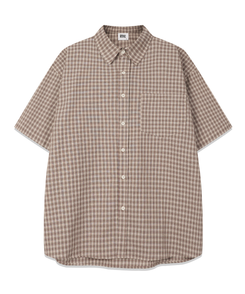 GRAYBLVD（グレイブラバット）の「リネンライクケイブチェック半袖シャツ (4COLOR)（シャツ/ブラウス・レディース・ブラック/ホワイト/ベージュ/チャコール・MEDIUM/LARGE/X-LARGE）」の6枚目の写真