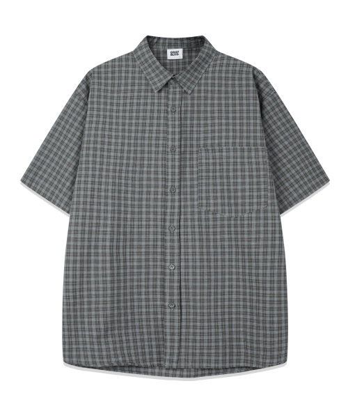 GRAYBLVD（グレイブラバット）の「リネンライクケイブチェック半袖シャツ (4COLOR)（シャツ/ブラウス・レディース・ブラック/ホワイト/ベージュ/チャコール・MEDIUM/LARGE/X-LARGE）」の8枚目の写真
