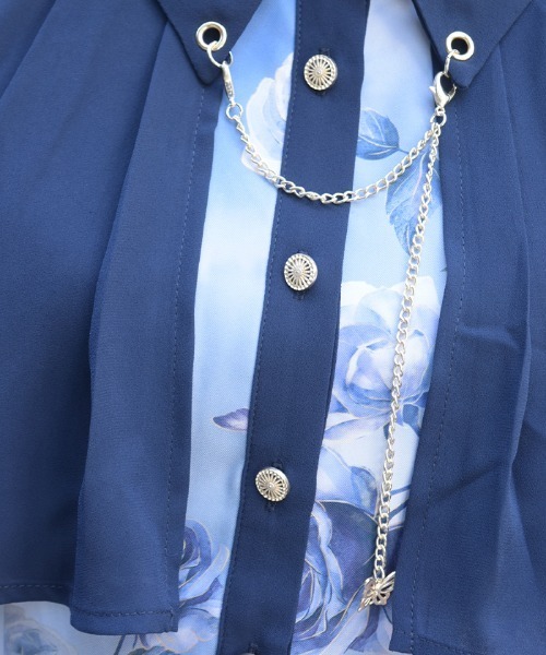 axes femme(アクシーズファム)の「アートローズ柄ケープワンピース(ワンピース・レディース・グレー/ブラック/サックスブルー・MEDIUM)」の9枚目の写真