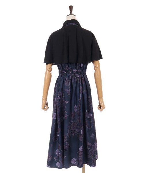 axes femme(アクシーズファム)の「アートローズ柄ケープワンピース(ワンピース・レディース・グレー/ブラック/サックスブルー・MEDIUM)」の15枚目の写真