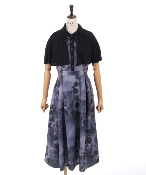 axes femme(アクシーズファム)の「アートローズ柄ケープワンピース(ワンピース・レディース・グレー/ブラック/サックスブルー・MEDIUM)」の22枚目の写真