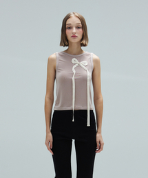 DEARSTALKER | ARIA TIED RIBBON TOP - PINK BEIGE(Tシャツ/カットソー)