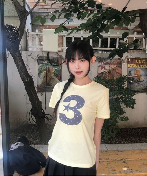 BAUF（バウフ）の「3ロゴドットスリムフィットTシャツ[イエロー]（Tシャツ/カットソー・レディース・その他・FREE）」の9枚目の写真