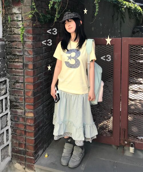 BAUF（バウフ）の「3ロゴドットスリムフィットTシャツ[イエロー]（Tシャツ/カットソー・レディース・その他・FREE）」の12枚目の写真