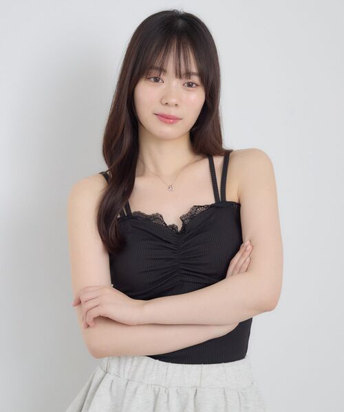 ems excite(エムズエキサイト)の「【2way】クロスストラップキャミ(Tシャツ/カットソー・レディース・ブルー/ナチュラル/ブラック・FREE)」の4枚目の写真