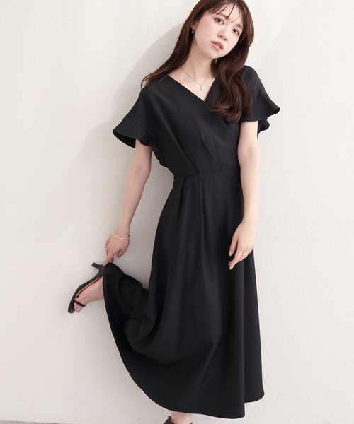 natural couture(ナチュラルクチュール)の「【sherbet line】接触冷感カシュクールフリル袖ワンピース(ワンピース・レディース・ブラック/ブラウン系その他/ベージュ/ボルドー/チャコールグレー/サックスブルー・FREE)」の9枚目の写真