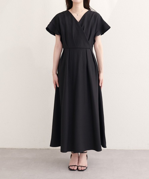 natural couture(ナチュラルクチュール)の「【sherbet line】接触冷感カシュクールフリル袖ワンピース(ワンピース・レディース・ブラック/ブラウン系その他/ベージュ/ボルドー/チャコールグレー/サックスブルー・FREE)」の16枚目の写真