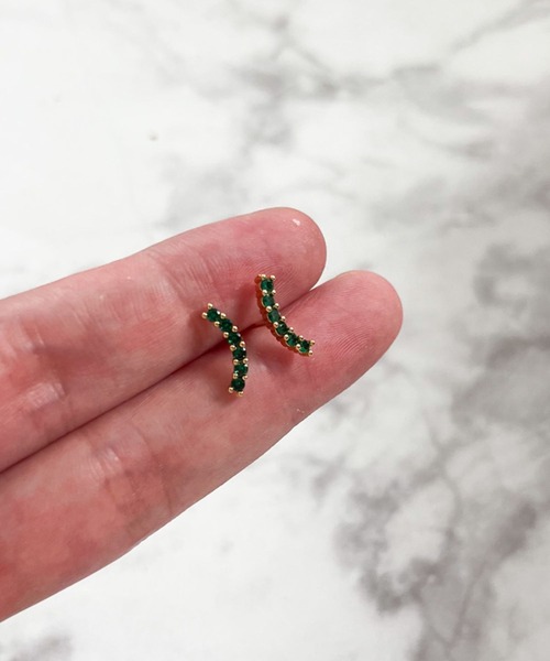 セール】YU-KA:ラインジルコニアピアス Line zirconia earrings