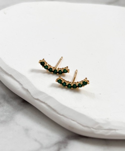 yu-ka(ユーカ)の「YU-KA:ラインジルコニアピアス Line zirconia earrings(ピアス(両耳用)・レディース・ターコイズブルー/レッド/グリーン/ゴールド・FREE)」の12枚目の写真