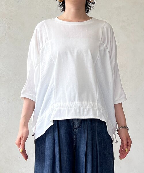 un dix cors(アンディコール)の「異素材シャーリングプルオーバー(Tシャツ/カットソー・レディース・モカ/オフホワイト/ブラック・FREE)」の11枚目の写真